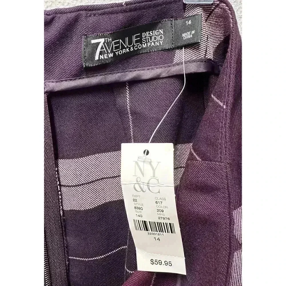 NWT 7th Avenue Design Studio New York & Company Purple Striped Pencil‎ Skirt $59 - Picture 5 of 6